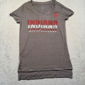 Champion‎ Indiana University Hoosiers V Neck T Shirt Womens Cut Small Gray IU